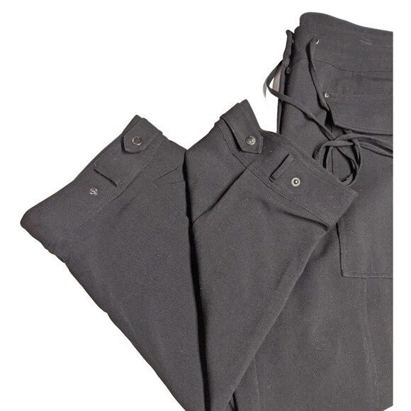 CK Calvin Klein Crop Pants Women 10 Waist Drawstring Flat Front Travel Black - Picture 4 of 11